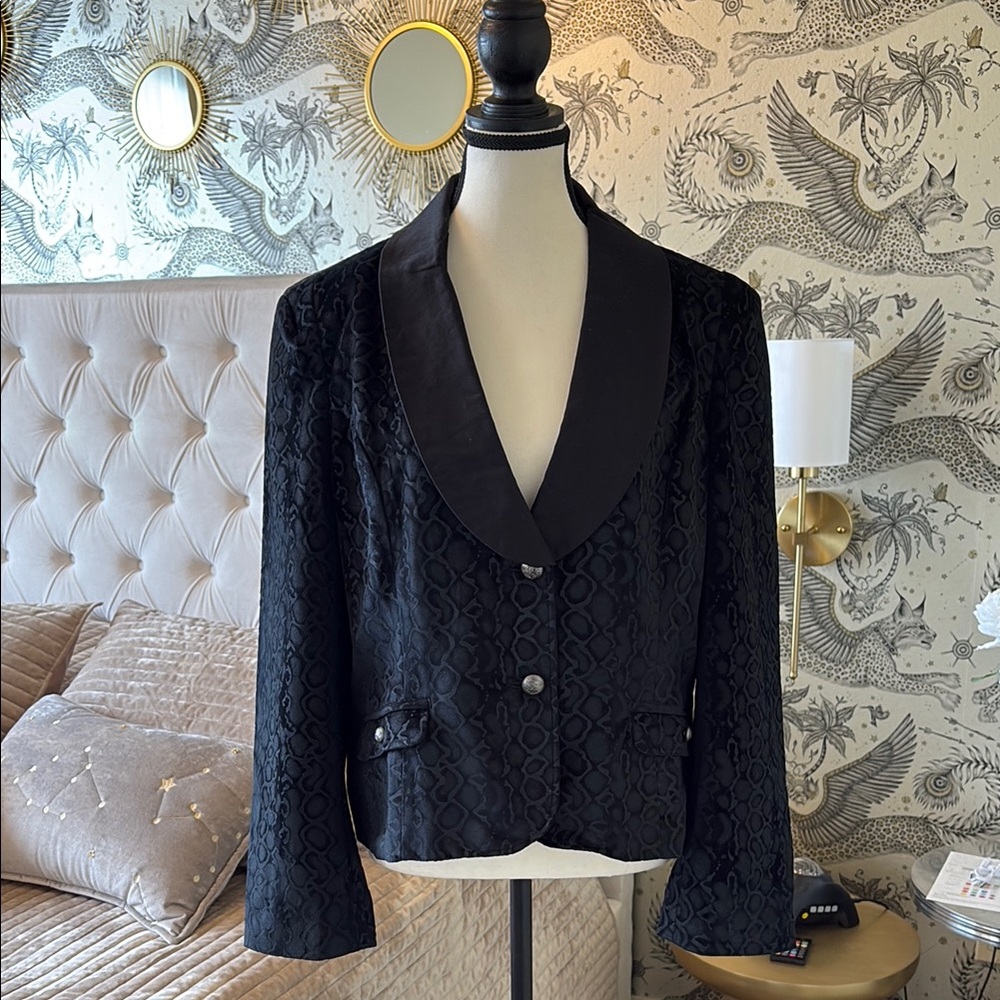 Funky animal print black velvet jacket